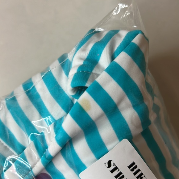BIKINI LAB, Ladies 2 Piece Bikini, Teal & White Stripes, Tie Back, NWT, Small - Picture 5 of 5